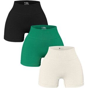 OQQ Women's Ribbed Seamless Workout Shorts